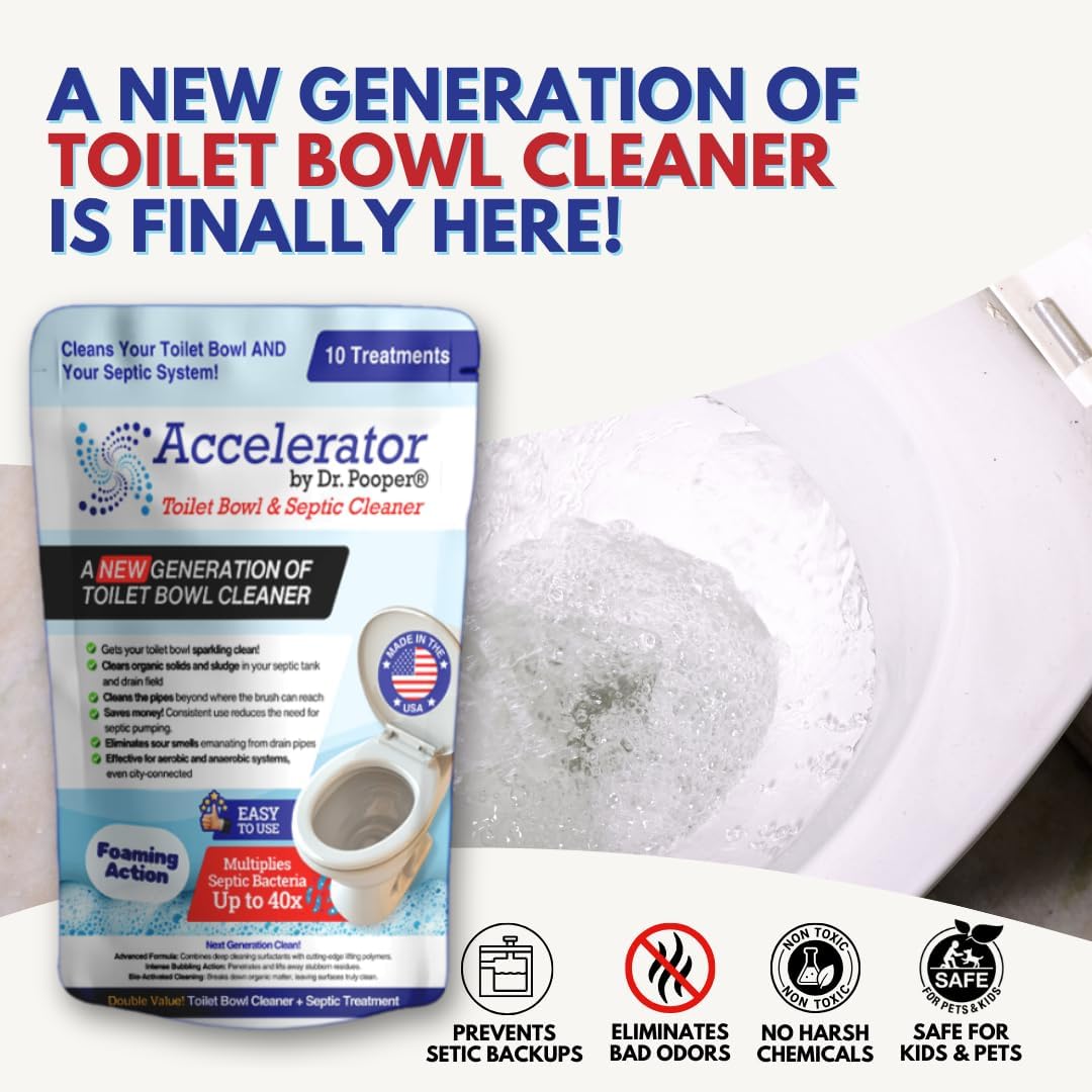 Dr. Pooper Toilet Bowl & Septic Tank Cleaner—Powerful Stain Remover & Odor Eliminator—Bio-Activated Formula for Deep Cleaning & Septic Maintenance—Safe for Pipes & All Plumbing Systems