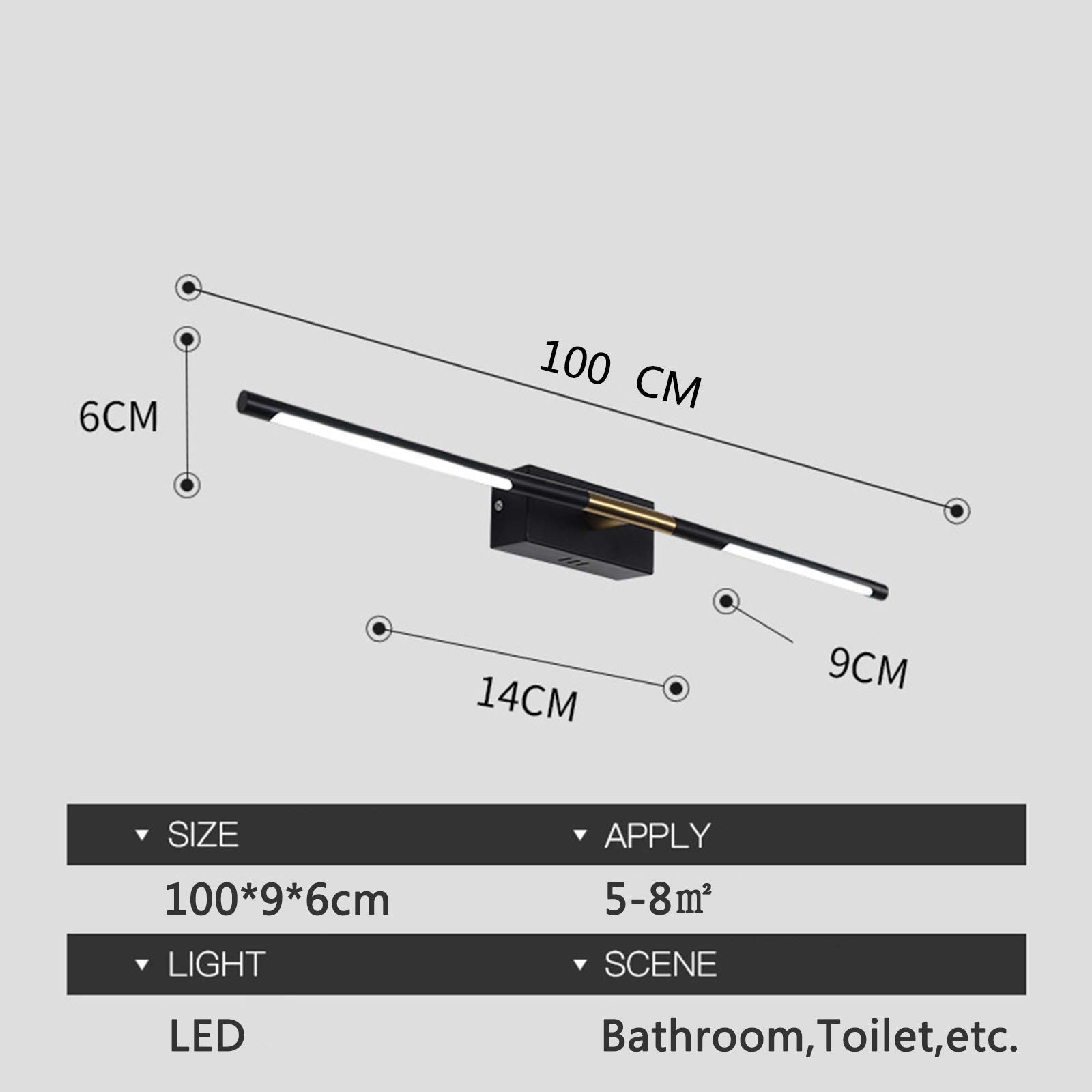 Badezimmer Spiegel Lichter, Vintage LED Spiegel Frontlicht mit Acryl Lampenschirm, Warmweiß 3000K, Retro Make-up Spiegelleuchte für Ris