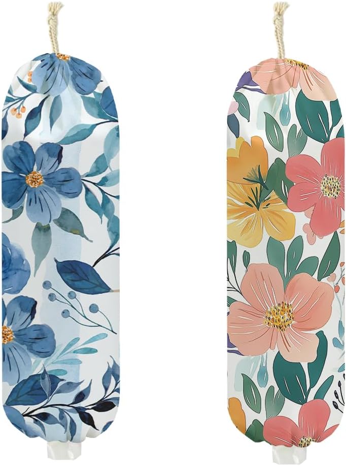 2Pcs Flower Plastic Bag Holder, Flower Gifts for Women Mom, 22.5x9 Inch