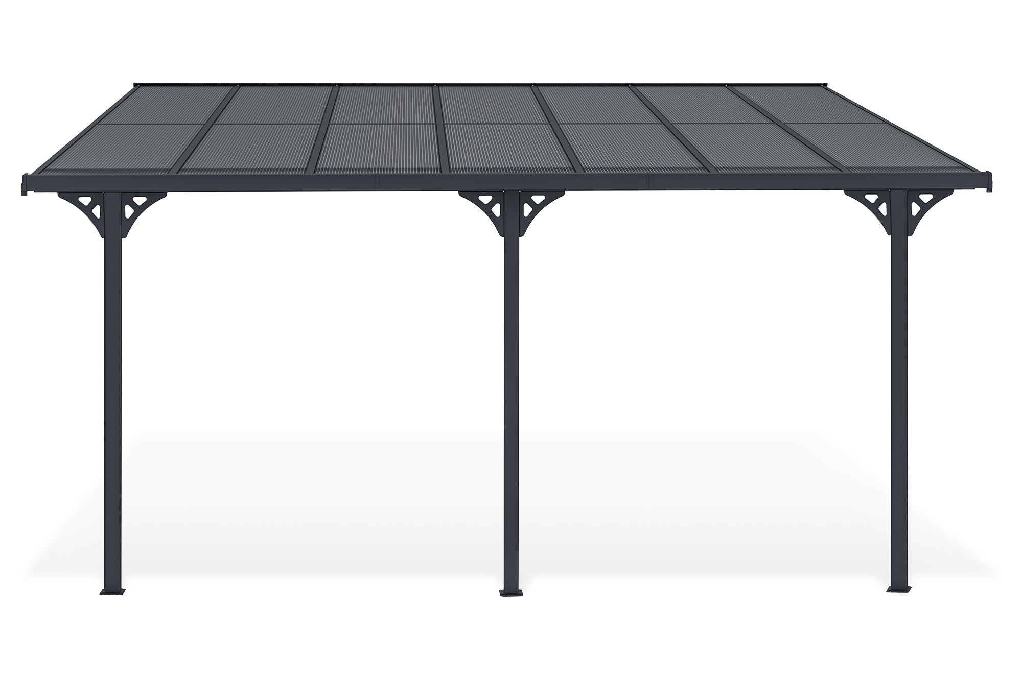 CAZEBOO Carport Pergola Adossée Aluminium KLEO 435x300 cm 4,5x3 m 14 m² Gris Anthracite Design Moderne Protection Terrasse Véhicule Résistant Anti-UV Réglable Haute Qualité Toit Polycarbonate UV30+
