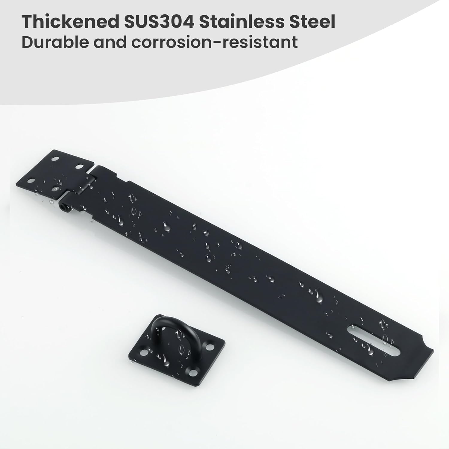 Alise Door Locks Hasp Latch,10 Inch SUS 304 Stainless Steel Safety Packlock Clasp Hasp Lock Latch,with Fixing Screw for External Doors Window Cabinet Pet Cage, Black MS9B-10C