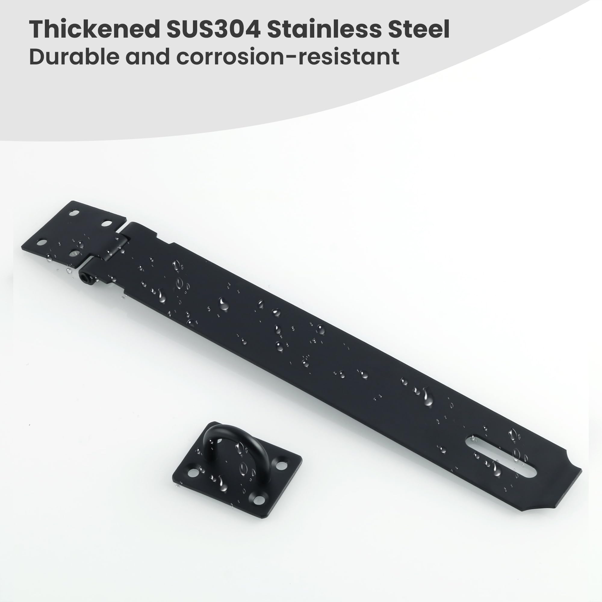Alise Cerradura de puerta de 10 pulgadas, acero inoxidable SUS 304, cierre de seguridad con tornillo de fijación para puertas externas, ventanas, gabinetes, jaula de mascotas, color negro MS9B-10C