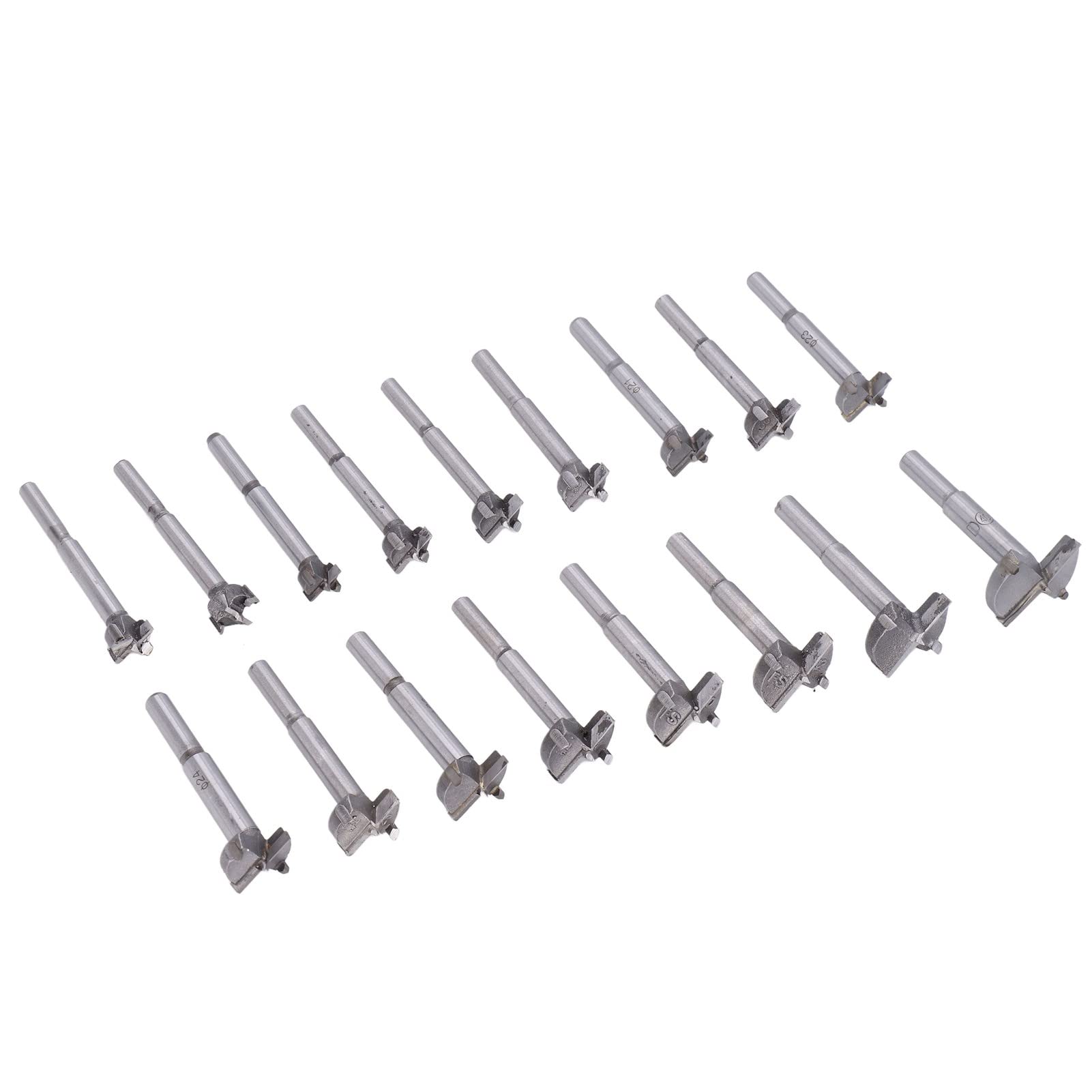 Juego de brocas Forstner de acero al carbono, 17 piezas, brocas para cortar madera con punta centradora y diseño de ala en X, de 15 mm a 40 mm para carpintería, compatible con