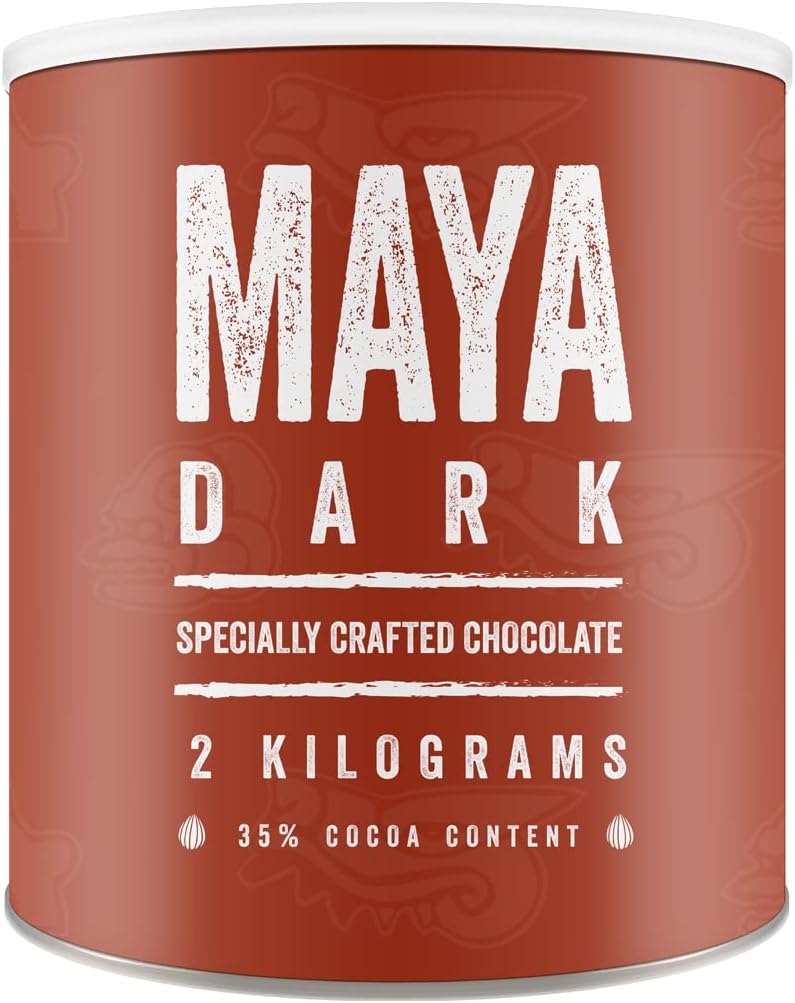 Maya Drinks Dark Hot Chocolate Cocoa Powder - Home, Cafe, Business Shop (Vegan, Gluten Free, No GMO's) (2KG Resealable Tub)