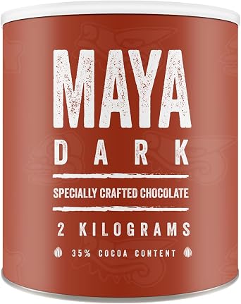 Maya Drinks Dark Hot Chocolate Cocoa Powder - Home, Cafe, Business Shop (Vegan, Gluten Free, No GMO's) (2KG Resealable Tub)
