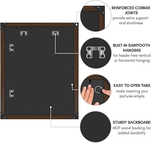 Vista 1006 de Americanflat - Marco para póster de 71 x 74 cm con plexiglás pulido, portarretratos negro de madera industrializada, Epic Collection, marco ancho