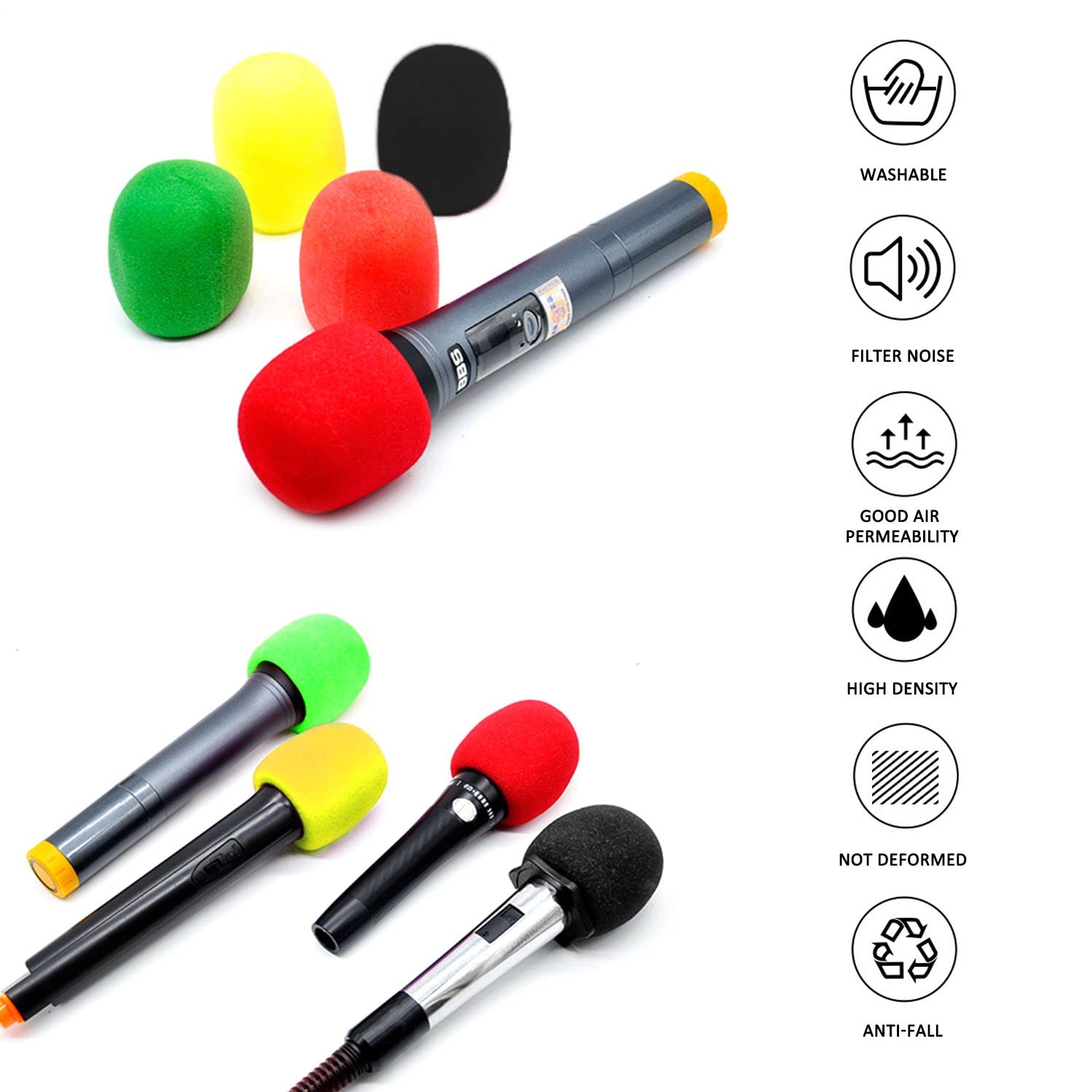 Flocked Mic Foam Voorruiten Handhold Mic Foam Covers Voorruiten voor TV Interview Microfoons (Driehoek, zwart