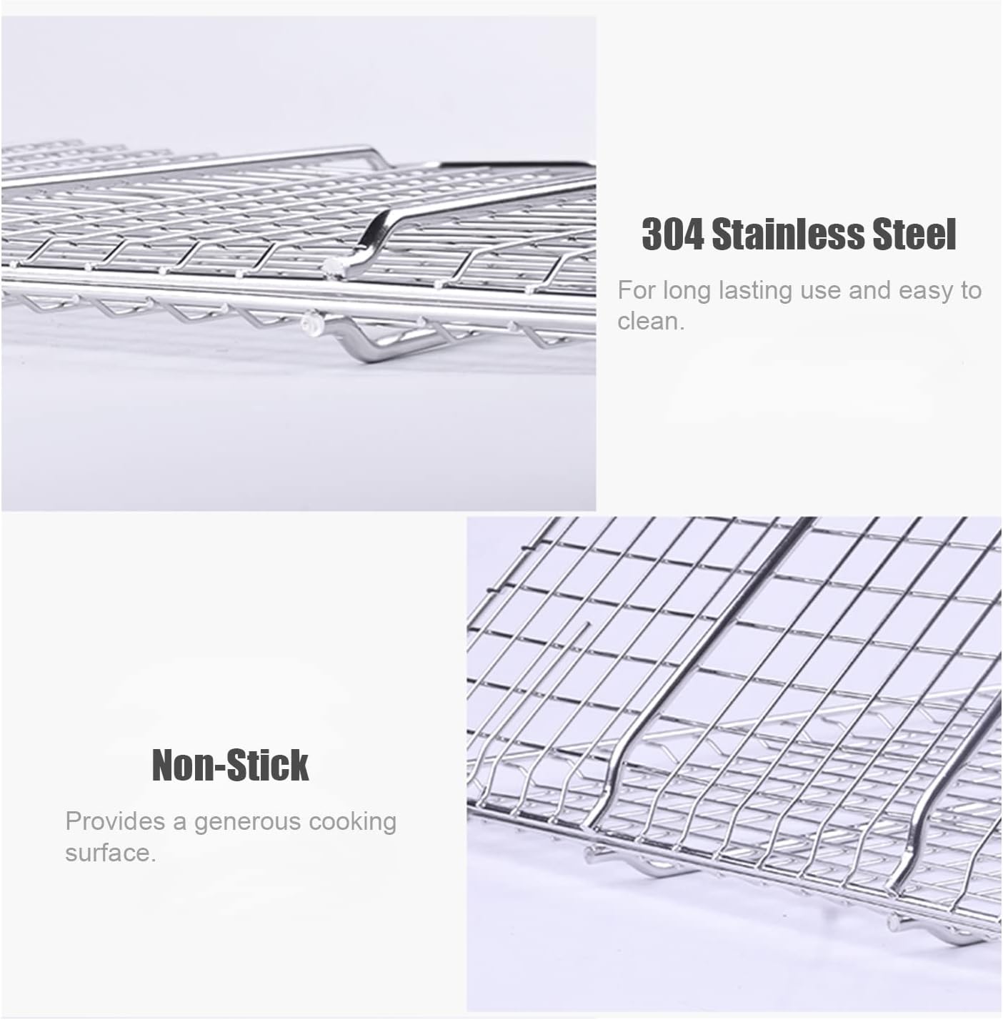 Grilling Basket Non-Stick Barbecue Basket Heavy Duty BBQ Tools Grill Basket for Meats Fish Vegetables Steak