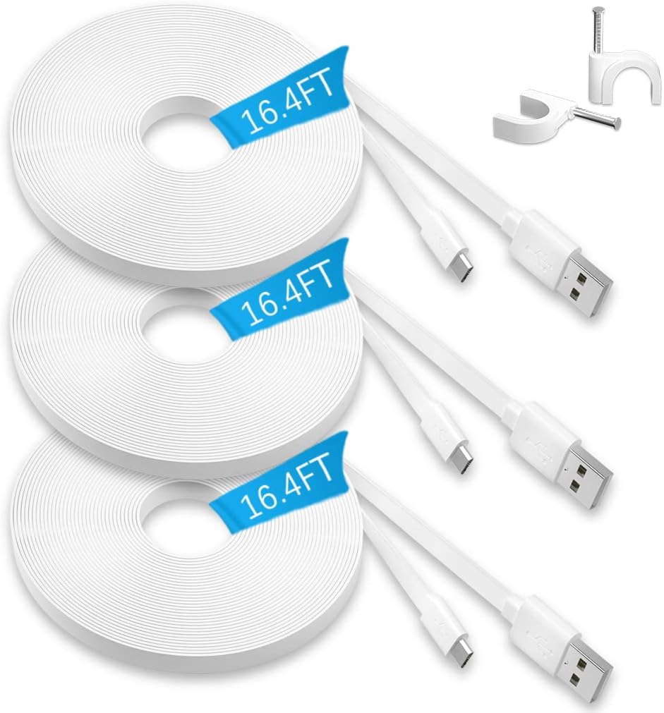 Câble Extension USB Vers Micro USB 5m - Pour Caméras Wyze, YI, Blink - Charge Et Data Sync