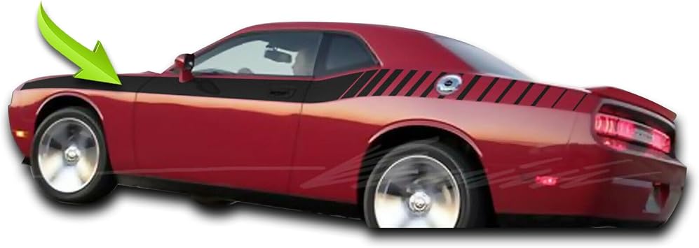 Side Stripe Racing Graphics Vinyl Decal Sticker Kit Stripe Compatible With Dodge Challenger Scat Pack Swinger Stripe Kit 2009 2010 2011 2012 2013 2014 2015 2016 2017 2018 2019 2020 2021 2022 2023 2024 2025 2008-2014, Blue