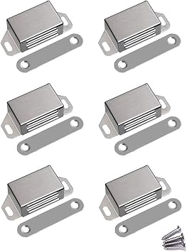 WOOCH Magnetic Door Catch - 30lb High Magnetic Stainless Steel Heavy Duty Catch for Kitchen Bathroom Cupboard Wardrobe Closet Closures Cabinet Door Drawer Latch 2.1 in Silver, 6-Pack