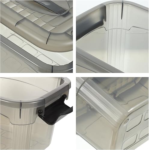 Miniatura 9 de Cabilock Contenedores de almacenamiento de plástico con tapa segura y hebillas de pestillo, apilables, organizadoras, caja de tina, organización