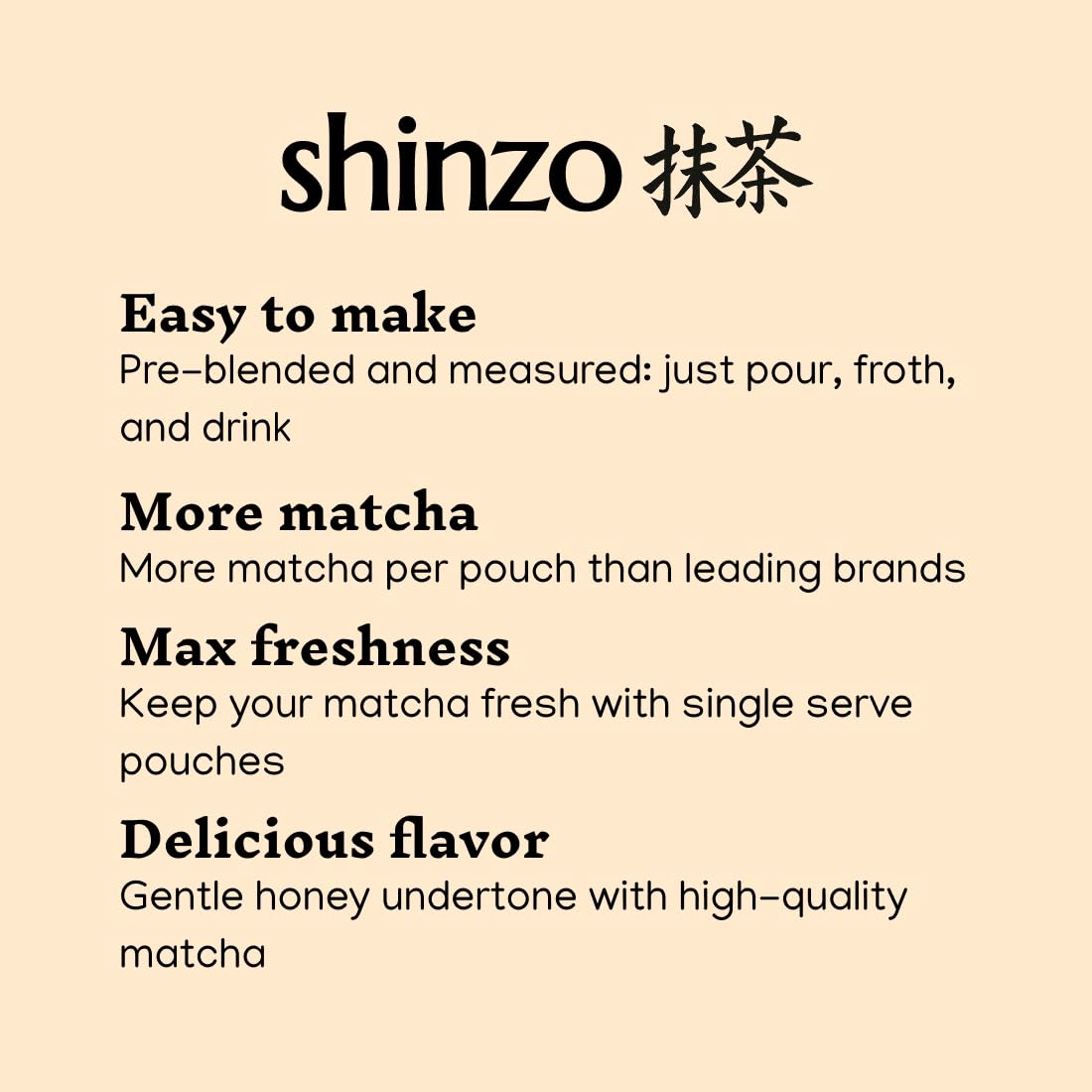 Shinzo - Honey Matcha | Premium Flavored Japanese Matcha | Single Serve for Maximum Freshness - 10 Pouches