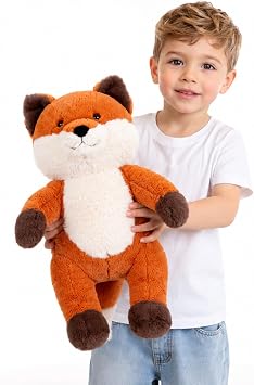 FFxiong 18 Inch Red Fox Stuffed Animal, Cute Soft Fluffy Fox Plush Toy Throw Pillow, Large Cuddly Plushie for Hugging, Gift for Kids Boys Girls Birthday Christmas