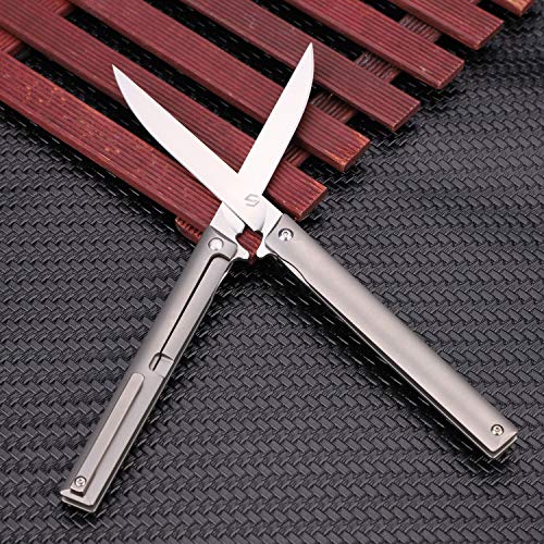 Samior Gp035 Small Slim Edc Folding Pocket Flipper Knife, 3.5 Inch Bohler M390 Blade, Gentleman's Knife, Frame Lock, Titanium Handle, Pocket Clip, 1.5Oz #TOP5