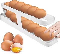 حامل بيض للثلاجة، موزع بيض دوار أوتوماتيكي من ريسفو، صينية بيض للمطبخ، منظم بيض قابل للطي، صندوق بيض موفر للمساحة للثلاجة