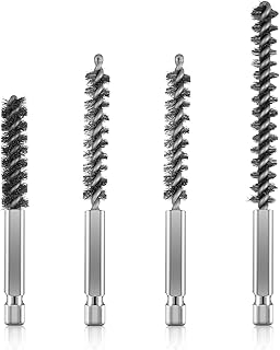 Xindojuz 4 PCS Golf Clubs Head Hosel Brush, Stainless Steel Golf Shaft Ferrules Brush, Wire Bore Brushes for Drill, Hex Shank Handle Electric Cleaning Tool for Wood and Iron (8/10/11.5 cm)