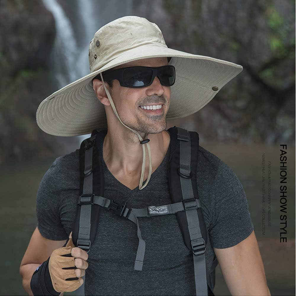 Peicees Super Wide Brim Sun Hat Men Women Fishing Bucket Hat Safari Cowboy Hat