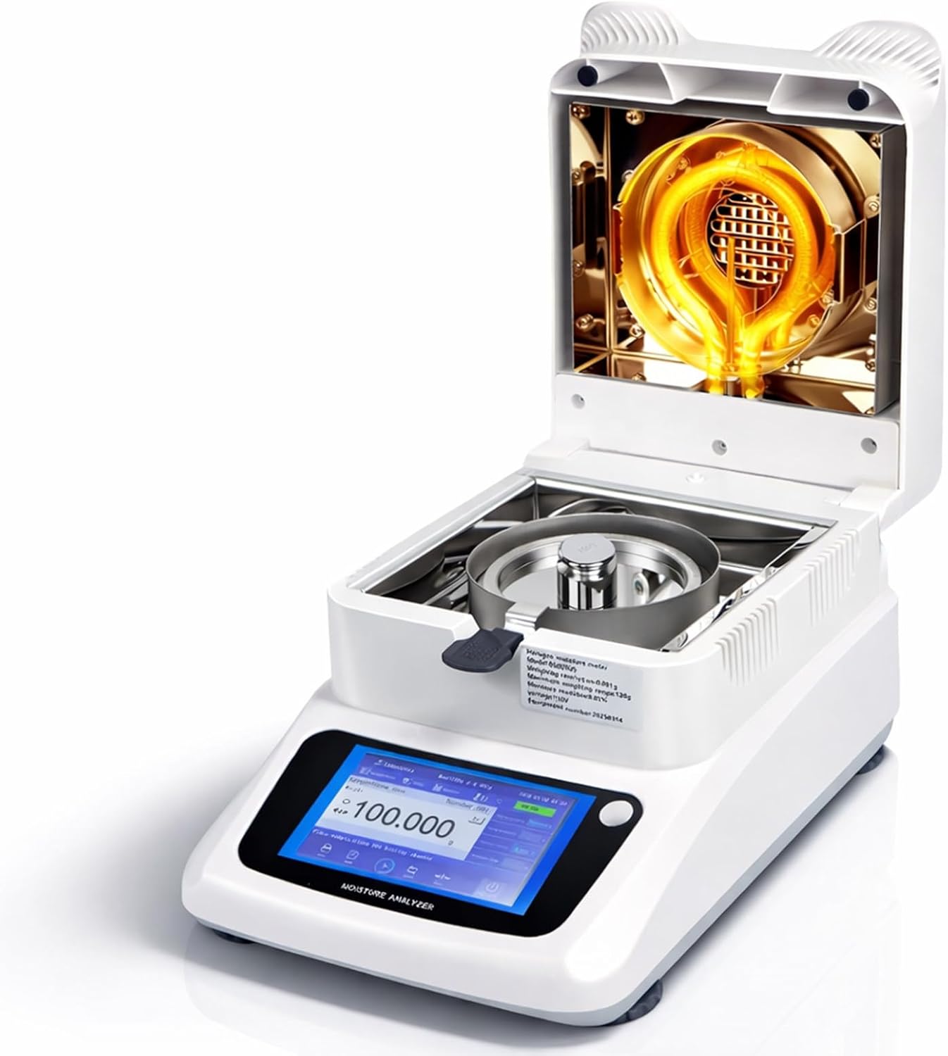 Moisture Balance Analyzer, Halogen Type with 3 Programs, 0.001/0.002/0.005g Readability and Robust Design for Food, Plant, and Industrial Labs 1201MA