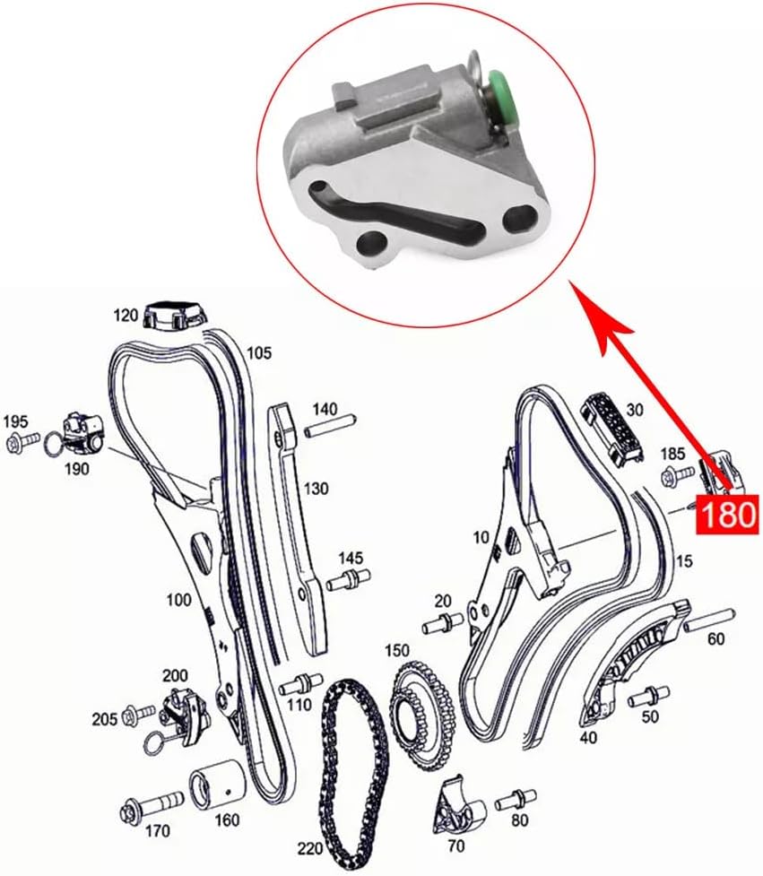 Engine Timing Chain Left Tensioner Compatible Fit for Benz W212 E300/350/400 3.0/3.5L Timing Chain 2009-2015