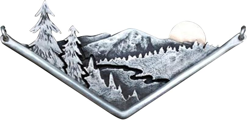 Unique Charm Stainless Steel Vintage 3D Mountain Range Necklace with Bronze Sun Wandering River Mountain Valley Sunset Pendant Necklace for Women Men Nature Lovers and Climbers