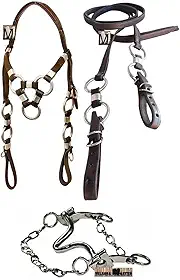 Kit Cabeçada 3 Argolas + Rédea 4 Argolas + Freio Para Cavalo