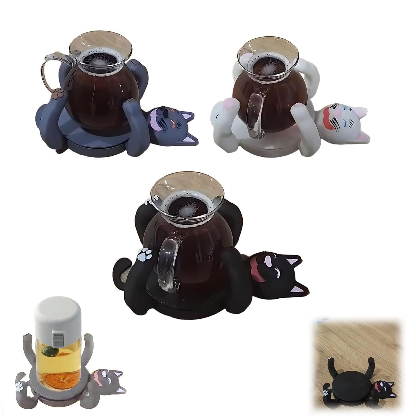 Dessous de verre animal drôle et doudou de tasse chat mignon en 3D