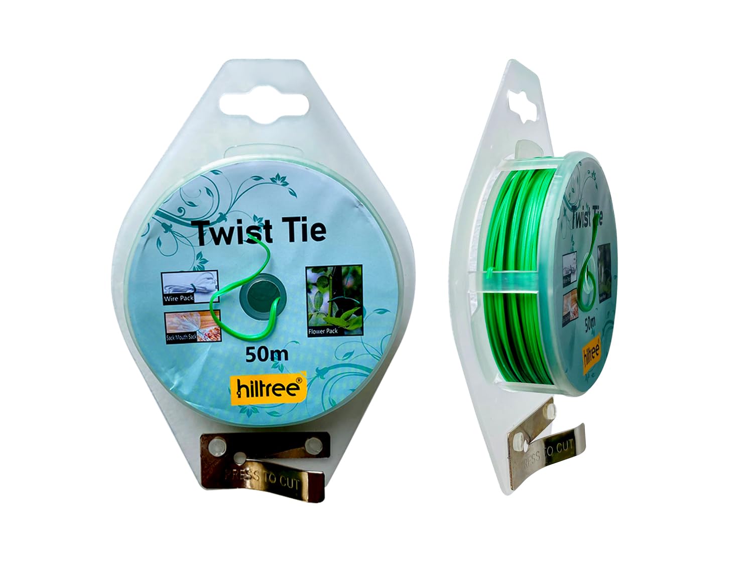 hiltree Twist tie - Spool with Cutter -50 Meter,Multipurpose :Tying Indoor and Outdoor Plants. Tying Headphone Wires, USB Cable,Climbing Plants, Flowers and Trash.Bag Packing,(Green Colour) (B0CDCF55P9) Amazon Price History, Amazon Price Tracker