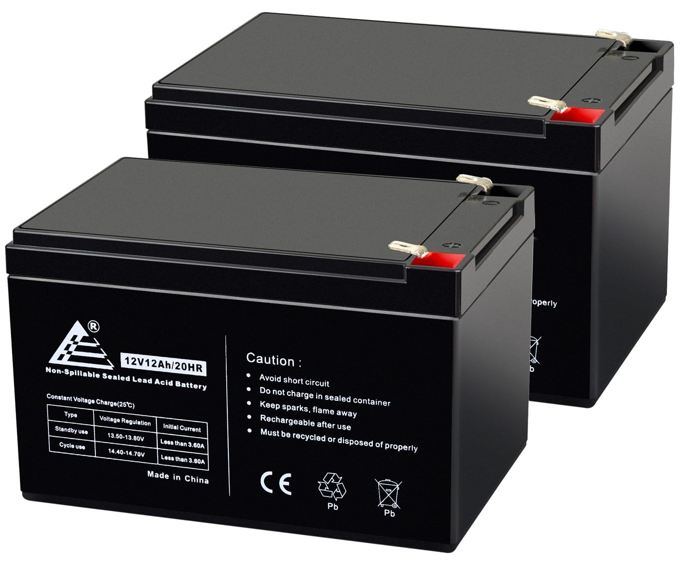 ExpertPower EXP12120 12V 12Ah AGM Battery Pack of 2 - Sealed Lead Acid 12V Battery, Rechargeable SLA with F2 Terminals, UPS Replacement, Wheelchair, Mobility Device, 12 Volt 12 Ah / 20HR