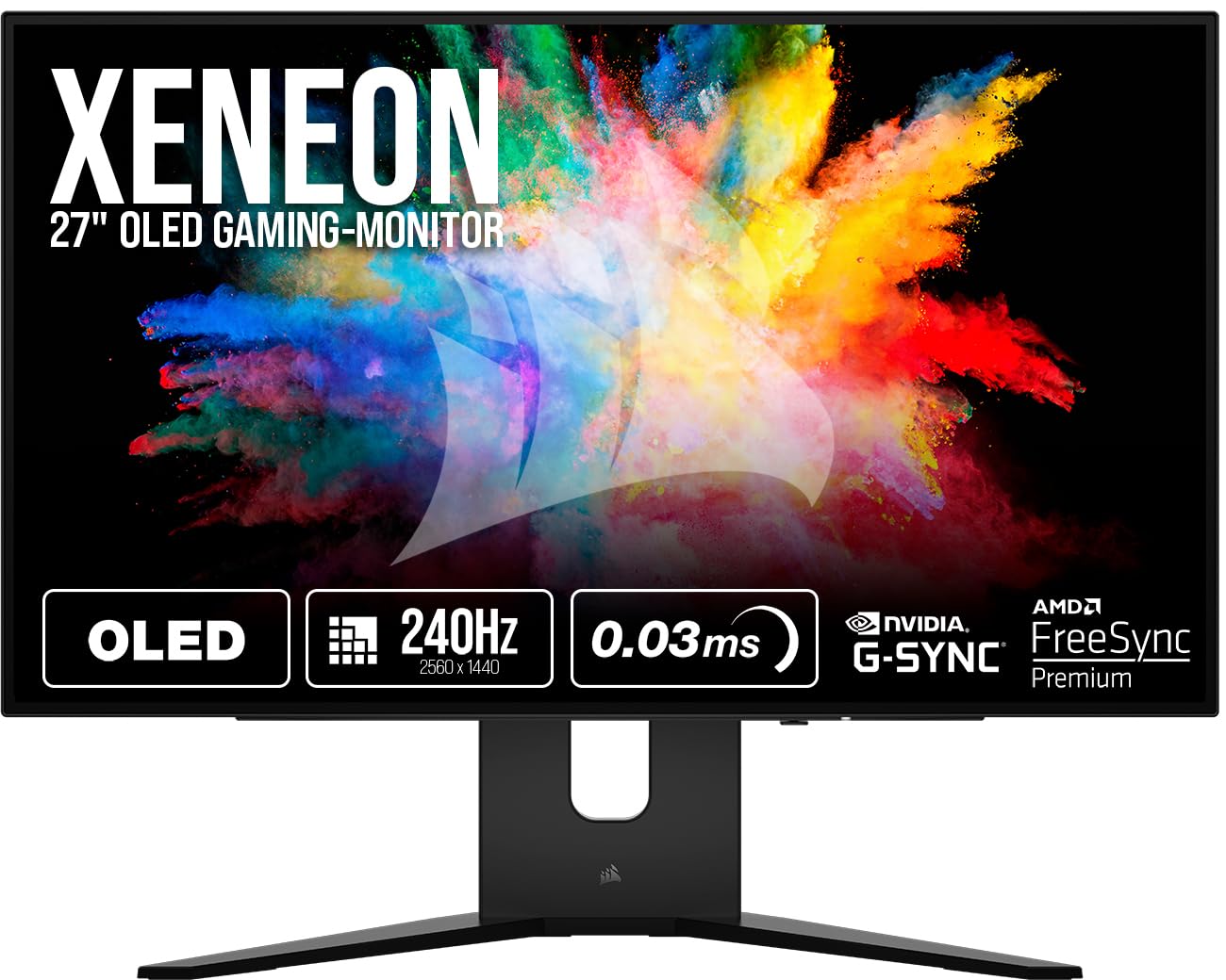 Corsair XENEON 27QHD240 27-Zoll-OLED-Gaming-Monitor - 2560 x 1440, 240Hz, 0,03ms, NVIDIA G-SYNC-Kompatibel, AMD FreeSync™ Premium, DisplayHDR10, HDMI 2.1, DisplayPort 1.4, USB-C 3.1 - Schwarz