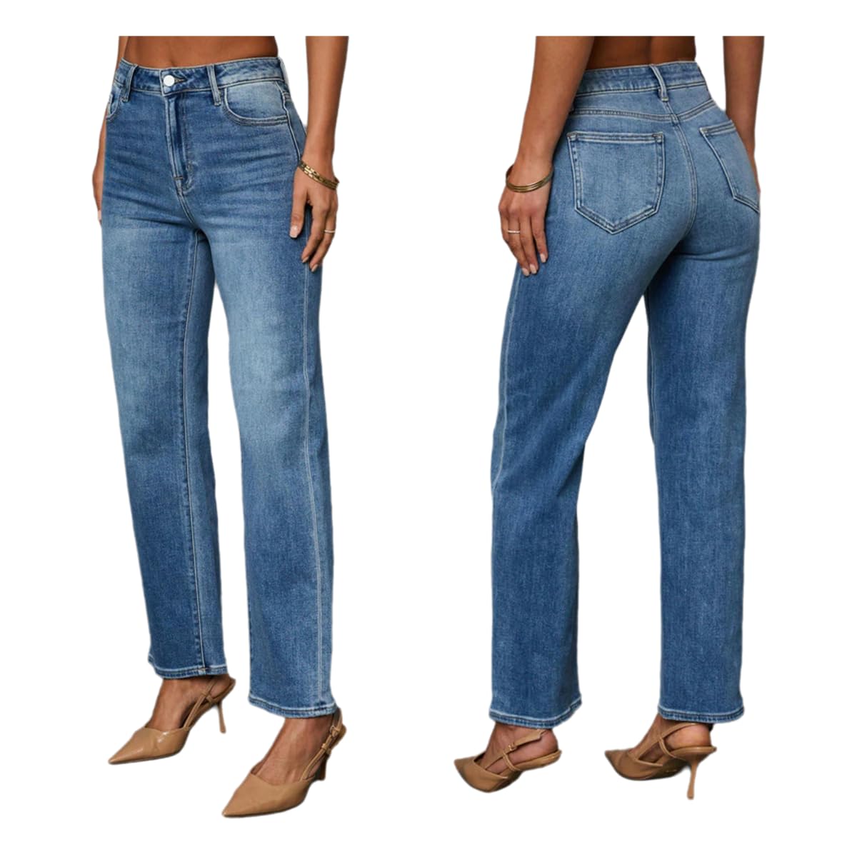 Jeans Donna Femminile Largo Gamba A metà Gamba-Blu-XL