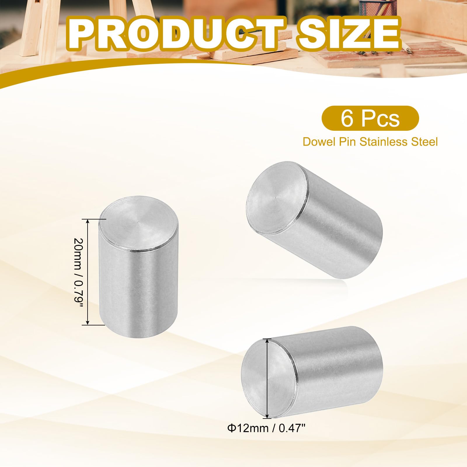 PATIKIL 12mm x 20mm Dowel Pin Stainless Steel - Image 2