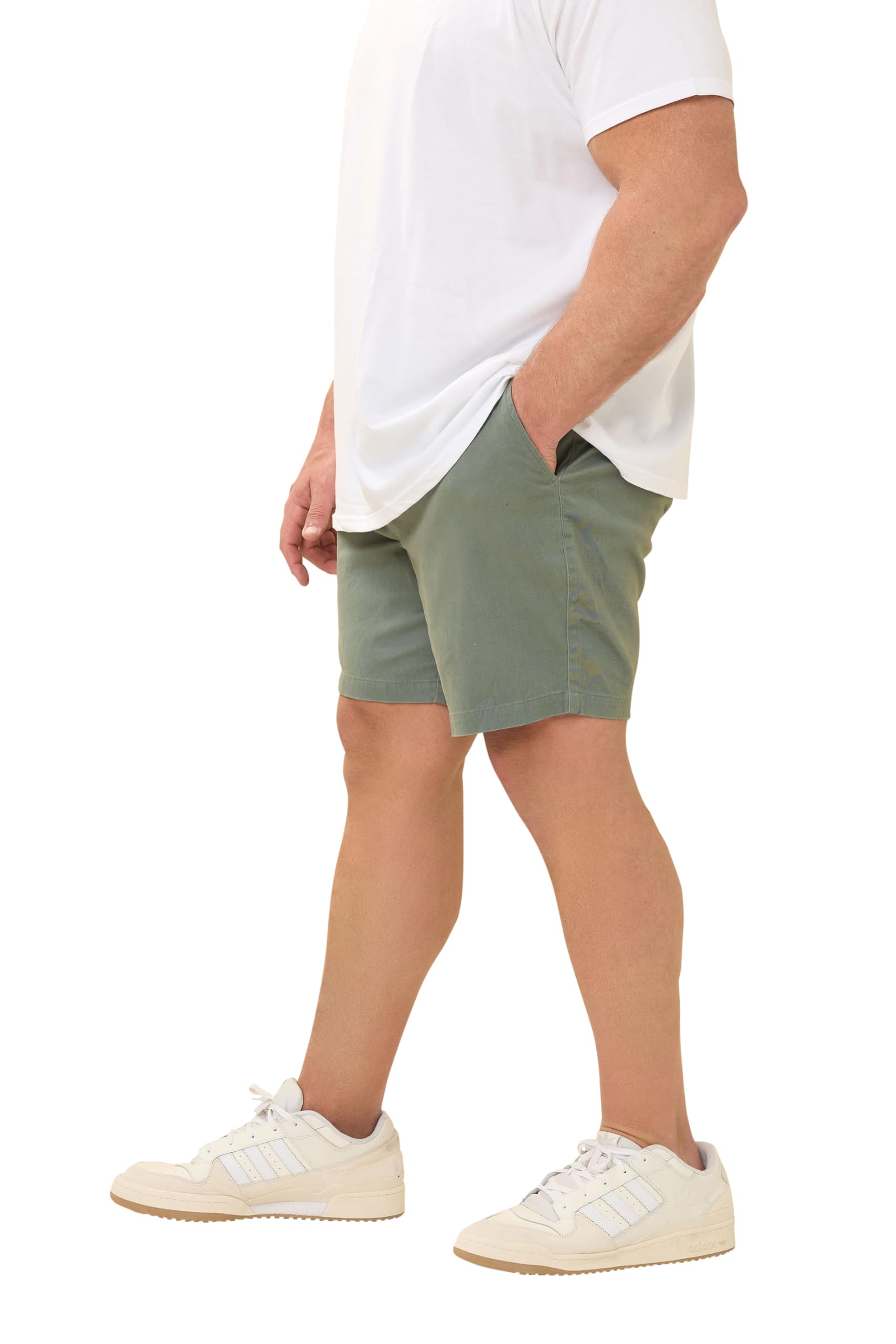 BadRhino Big & Tall Sage Green Stretch Elasticated Waist Chino Shorts - Men's - Plus Size Curve