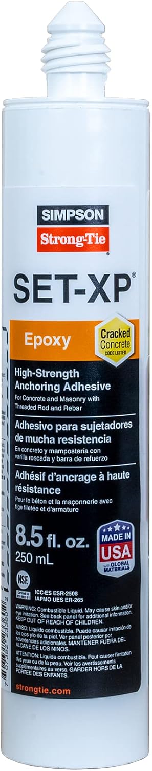 Simpson Strong-Tie SET-XP10 Set-XP 8.5-oz. High-Strength Epoxy Adhesive Cartridge w/ 1 Nozzle and Extension