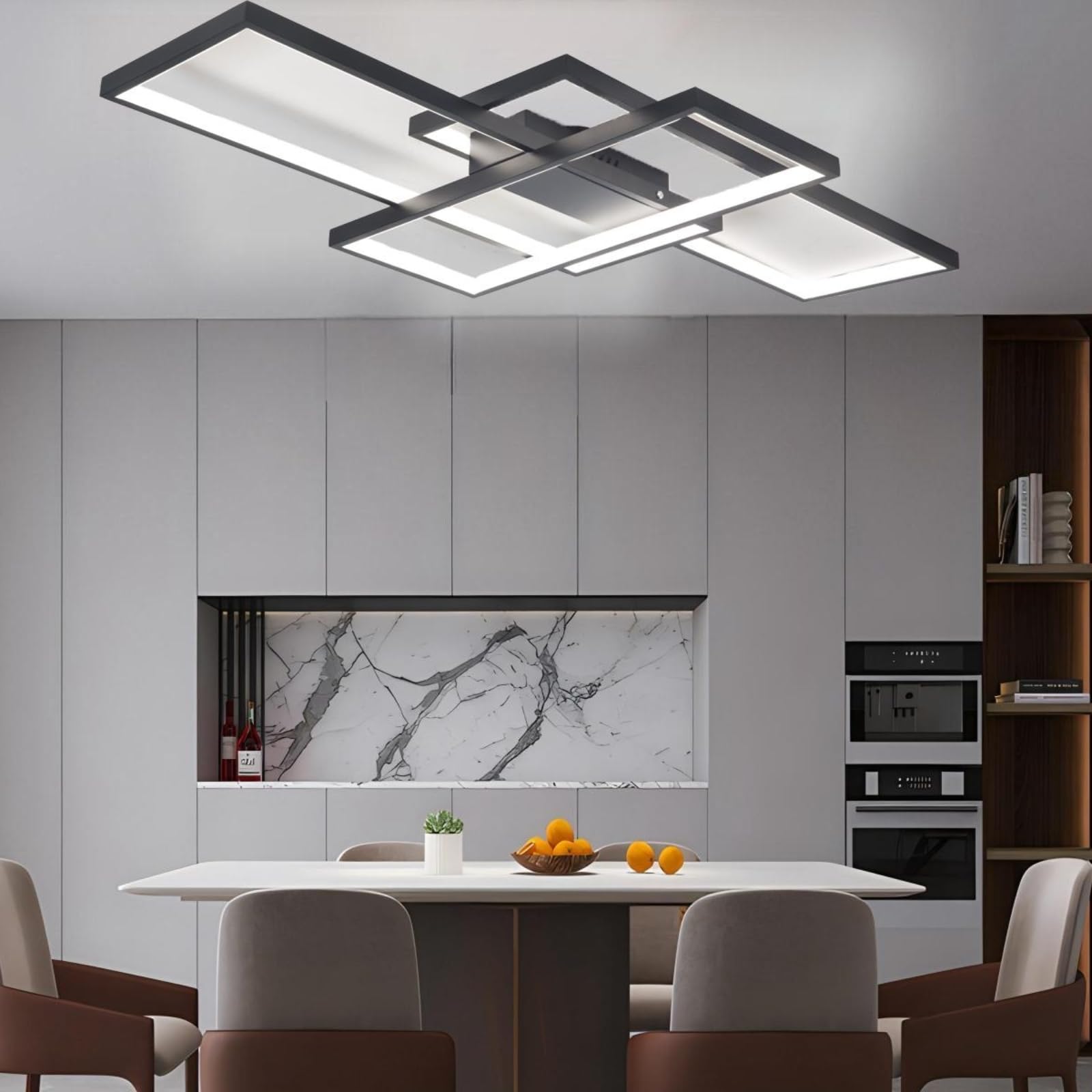 Moderna lámpara LED de Techo Para Salón Regulable, Pantalla de Acrílico Iluminación de Techo Diseño Cuadrado Lámpara de Comedor con Mando a Distancia Luz de Techo Interior Oficina Lámpara Colgante