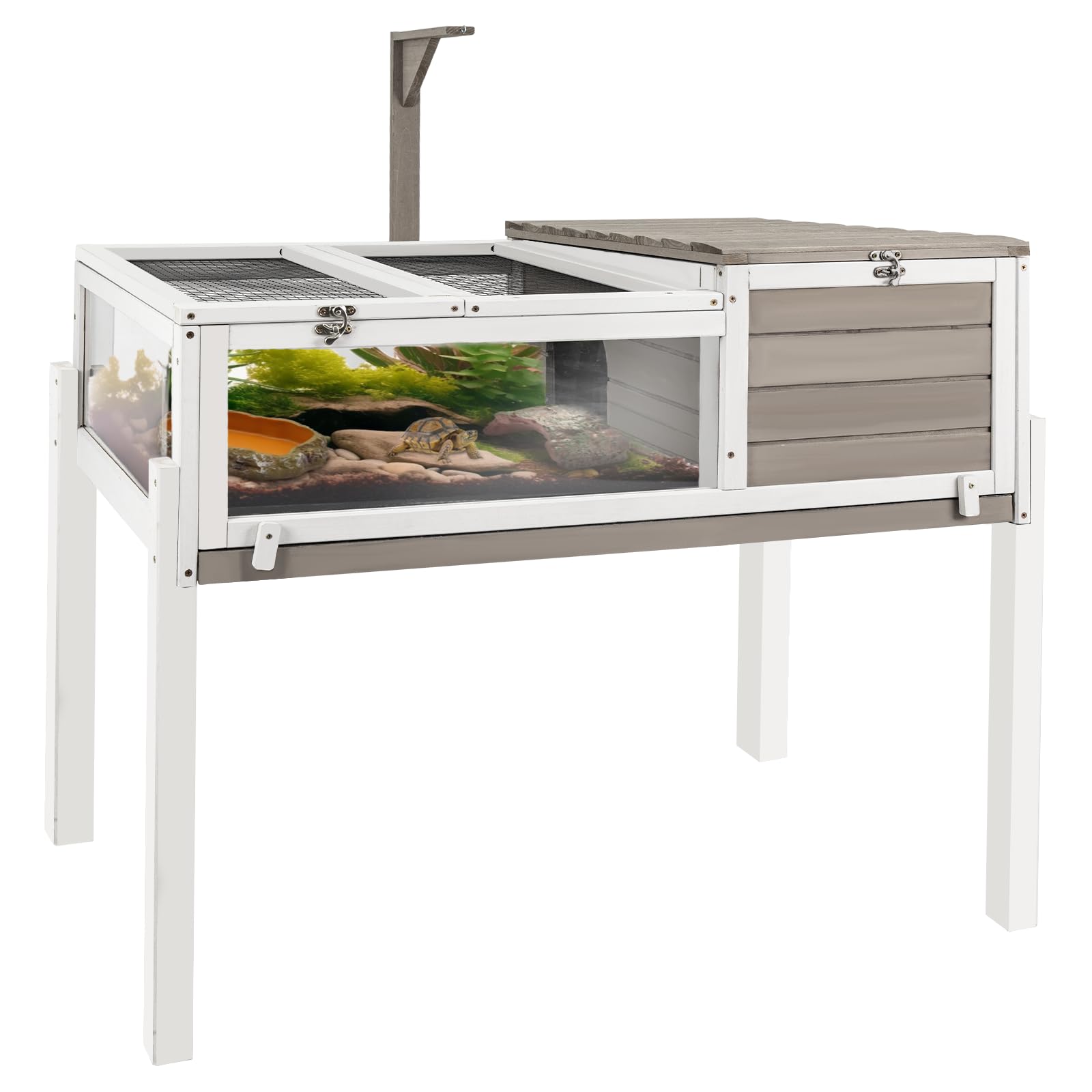 Tortoise Habitat Large Tortoise Enclosure House with Detachable Legs Indoor & Outdoor, Reptile Cage for Small Animals-Leakproof Tray