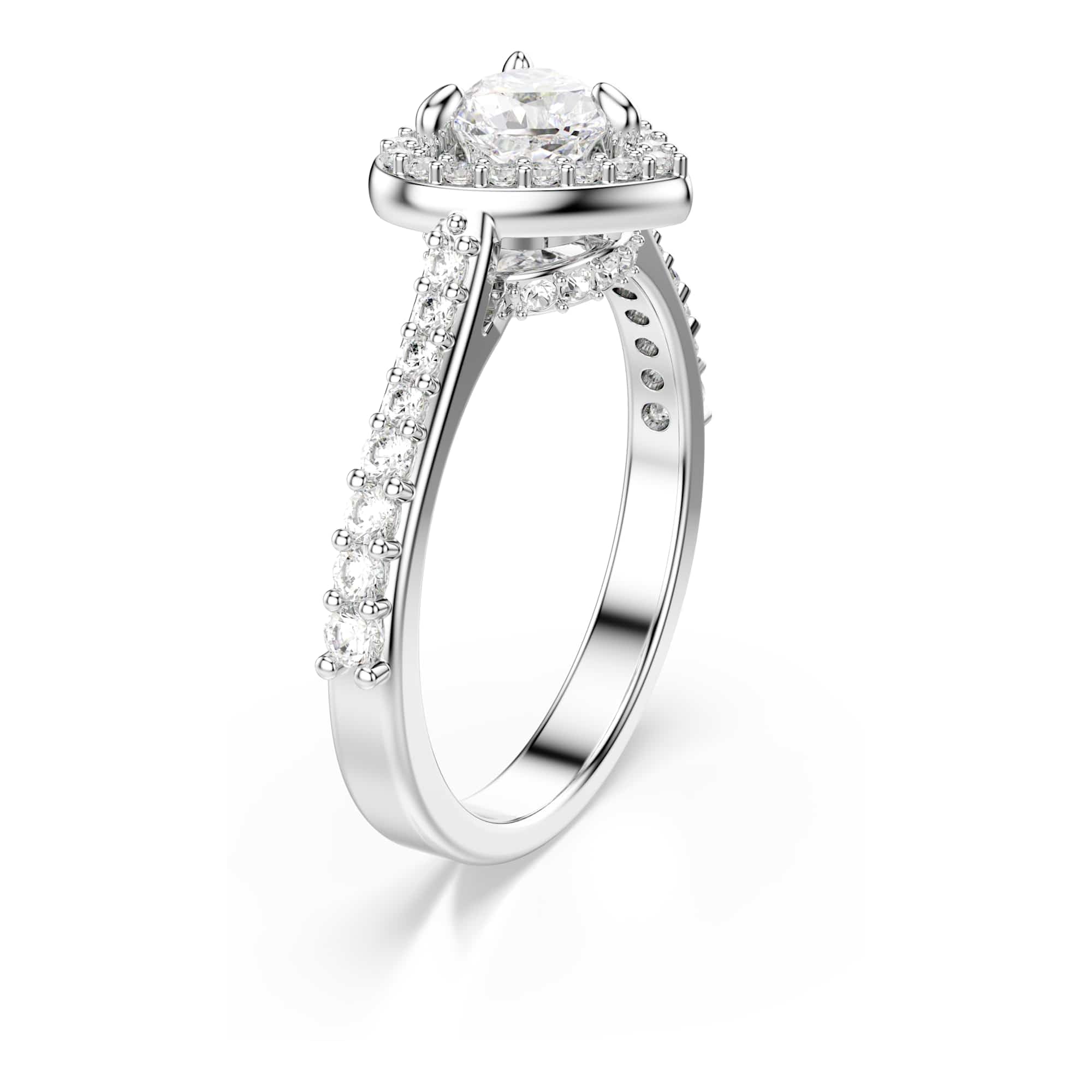 Swarovski Una Angelic Collezione Anello con motivo, Tagli misti, Cuore, Bianco, Placcato rodio