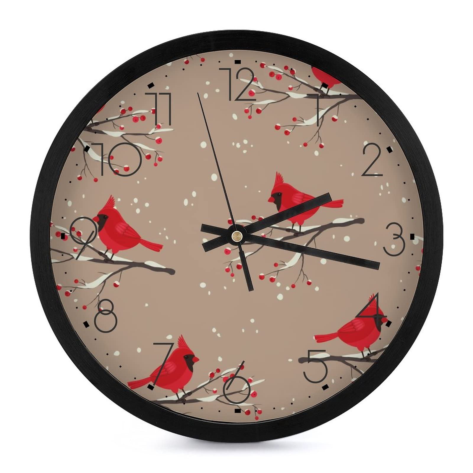 Horloge murale ronde oiseau rouge 25.4cm pour decoration de salon et cuisine