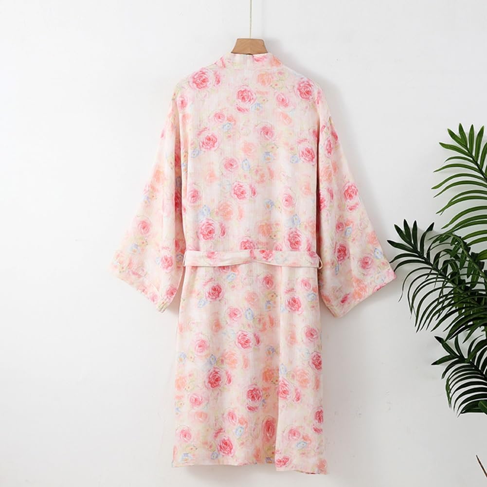 Albornoz japonés Mujer Bata Kimono de verano, Ropa de Dormir transpirable para mujer, Ropa de Casa y Loungewear Cómodo