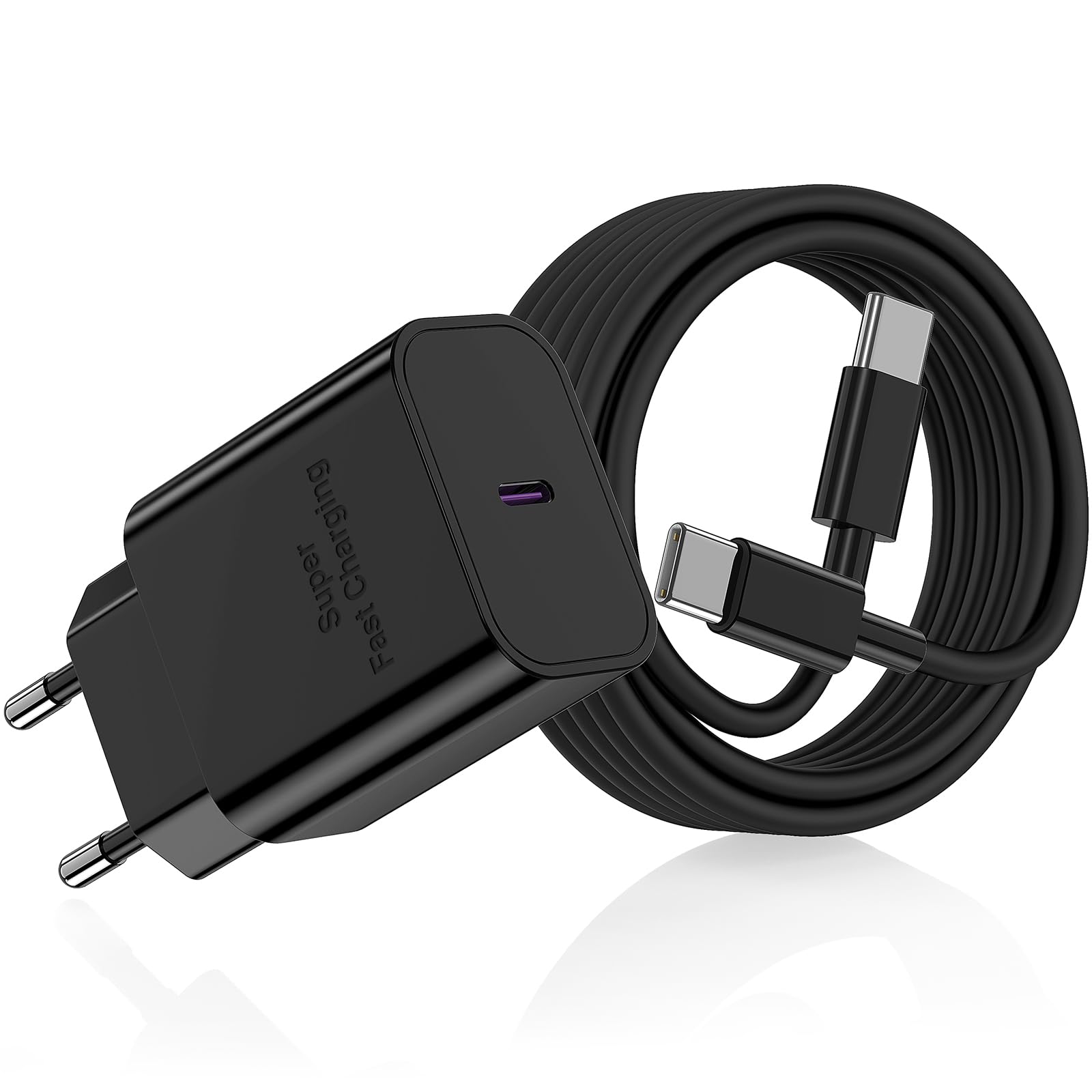 USB C Charger, 45W Super Fast Charge for Samsung Galaxy S25/S24/S23/S22/S21/S20/S20+, Note20/A54/A53/ Z Fold5/Flip5/Fold4/Tab, S8, Ultra, USB C Mains Plug, and 2m Cable