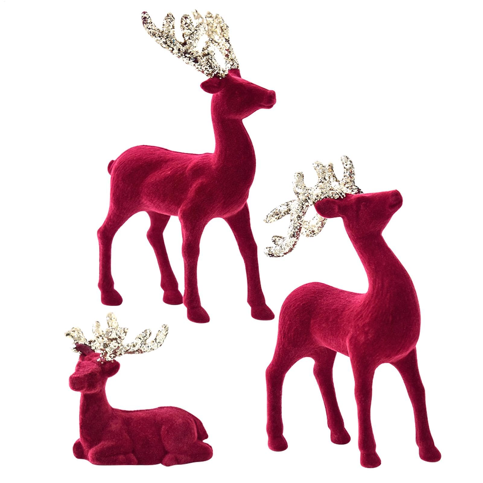 Walopola Decoración navideña de Reno Rojo, estatuas de Ciervo, Escultura de Reno, Adornos de Ciervo, Figura Grande de Reno, decoración de Mesa de Navidad