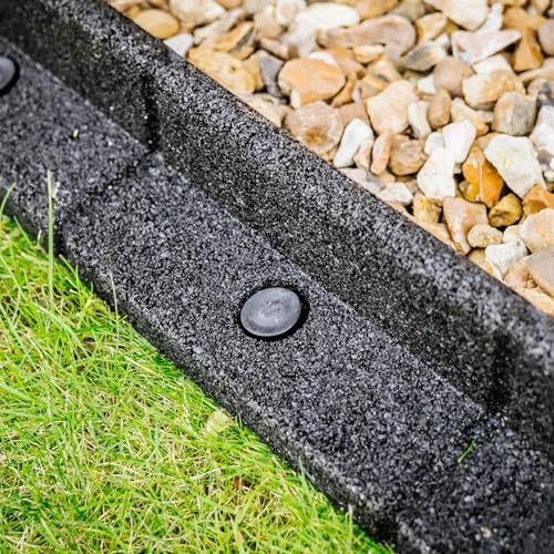 FlexiBorder – Bordure de Jardin Flexible pour gazons, allées, surplombs et pelouses artificielles - Noir – Longueur de 6 x 1m