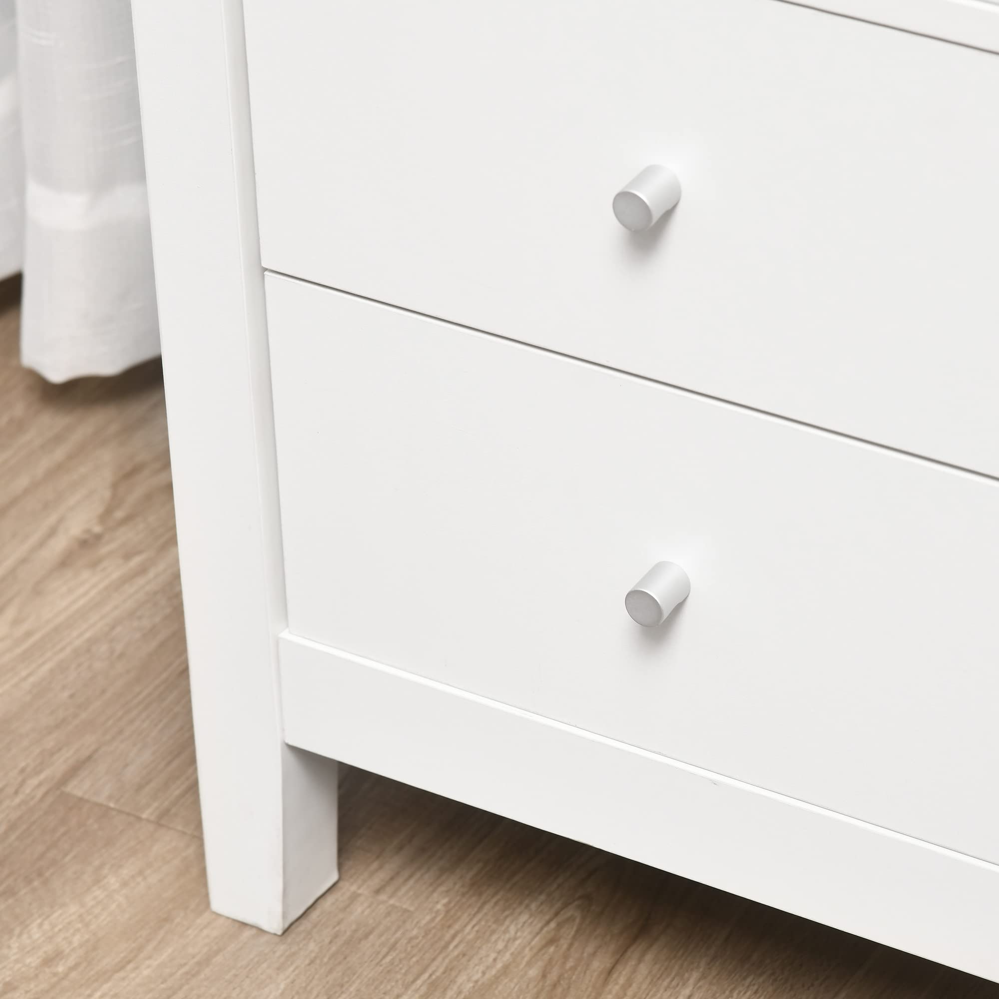 HOMCOM Vitrina de Salón Aparador de Cocina 2 Puertas 80x40x160 cm Blanco | Vidrio Templado, 3 Estantes, 2 Cajones, Bisagras de Cierre Suave, para Comedor Oficina