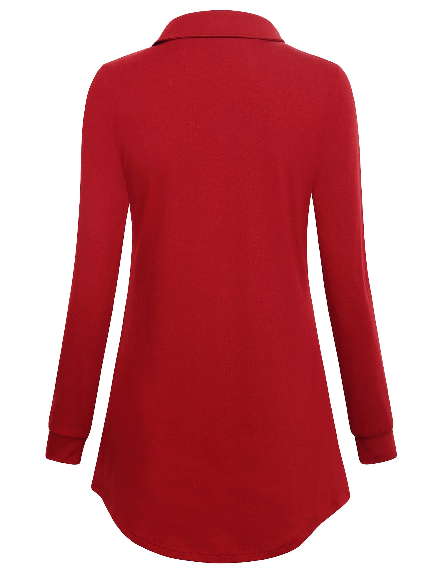 Gaharu Damen-Tunika mit Kerbkragen, schwingend, Pullover, mit Knöpfen, lange Ärmel, Shirt, Oberteile