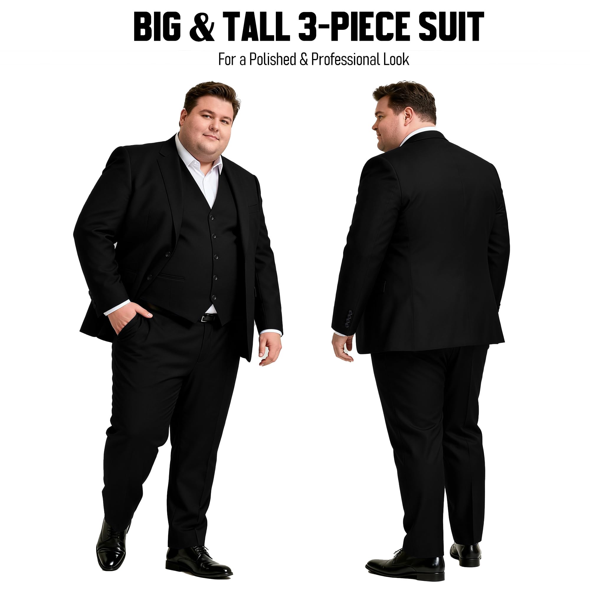 GATMSTZ Herrenanzug 3 teilig Große Größen für Starke Männer Regular Fit Sakko Weste Hose Komplett Set für Hochzeit Abschlussball Formelle Anlässe