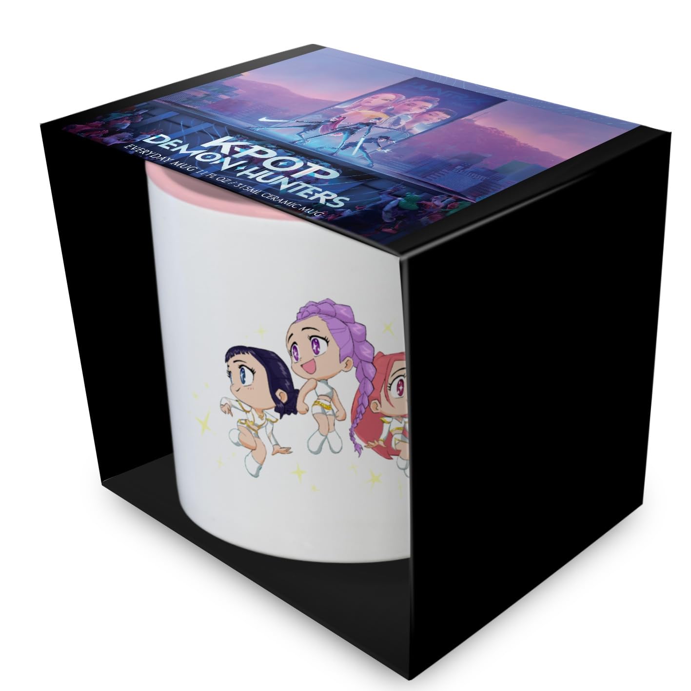 K-POP Demon Hunters Mug (Huntrix Chibi), White and Pink