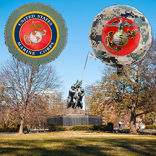 Image of Havercamp Officially Licensed US Marine Corps Mylar Balloons 6 Pack Camo & Seal Party Decorations for Marine Corps Birthday (by Havercamp)
