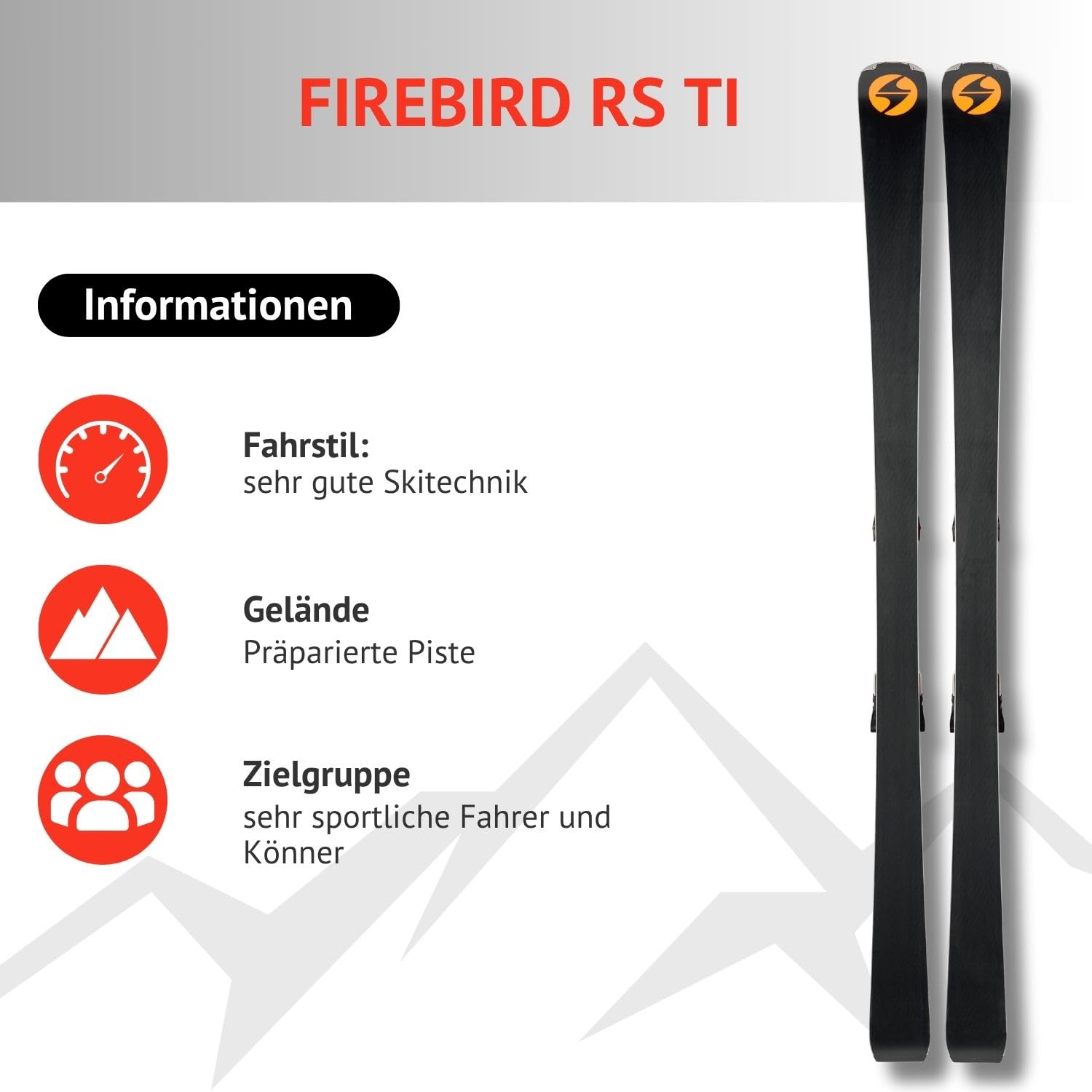 Blizzard Firebird RS Ti Skis alpiste ski alpin Full Camber avec fixation Xcell 12 Demo Z4-12 pour les conducteurs et les experts très sportifs Slalom Racecarver pour pistes préparées