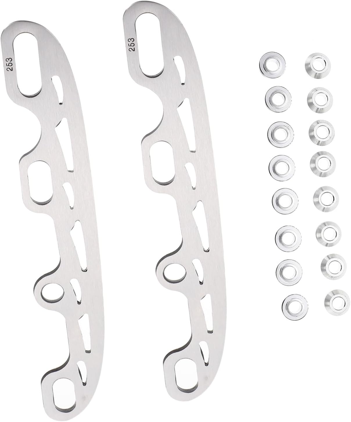 Skating Replacement Blades for Roller Skates 253mm Stainless Steel Ice Hockey Blades with 16 Edge Guards Metal Roller Skating Parts for Youth and Adult