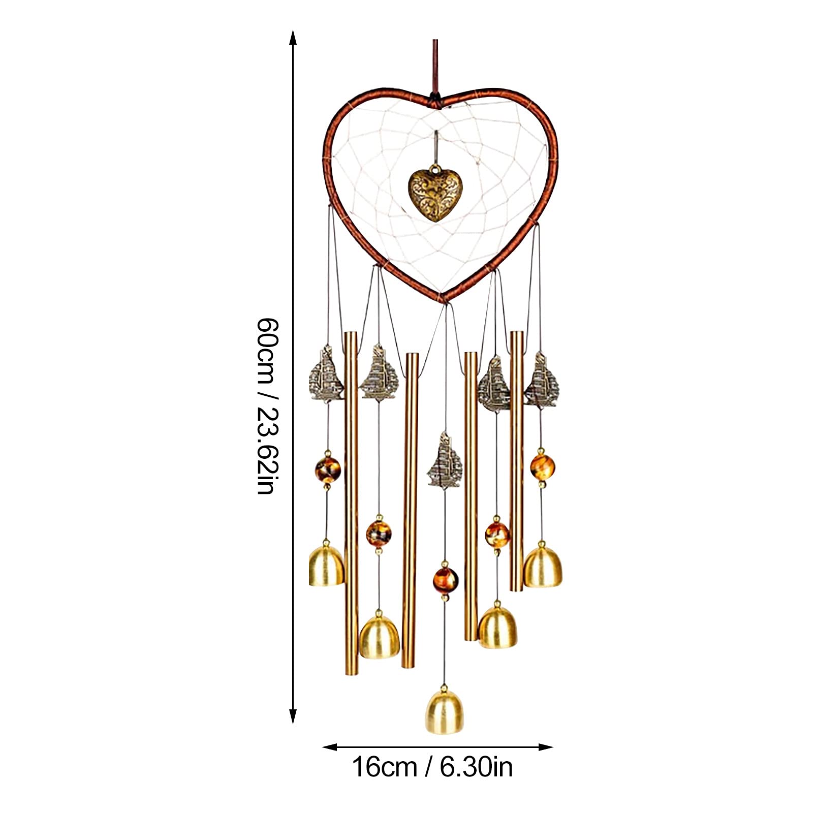 YeBon Sympathy Gift Heart Wind Chimes Living Yard Garden Hanging Windchimes Home Decor Ornaments Sweet Heart Dream Catcher - Image 2